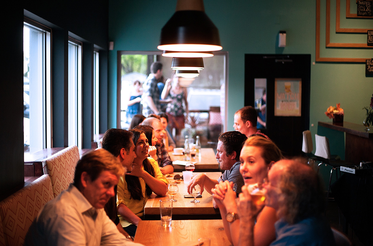 People eating at restaurant or gathering web