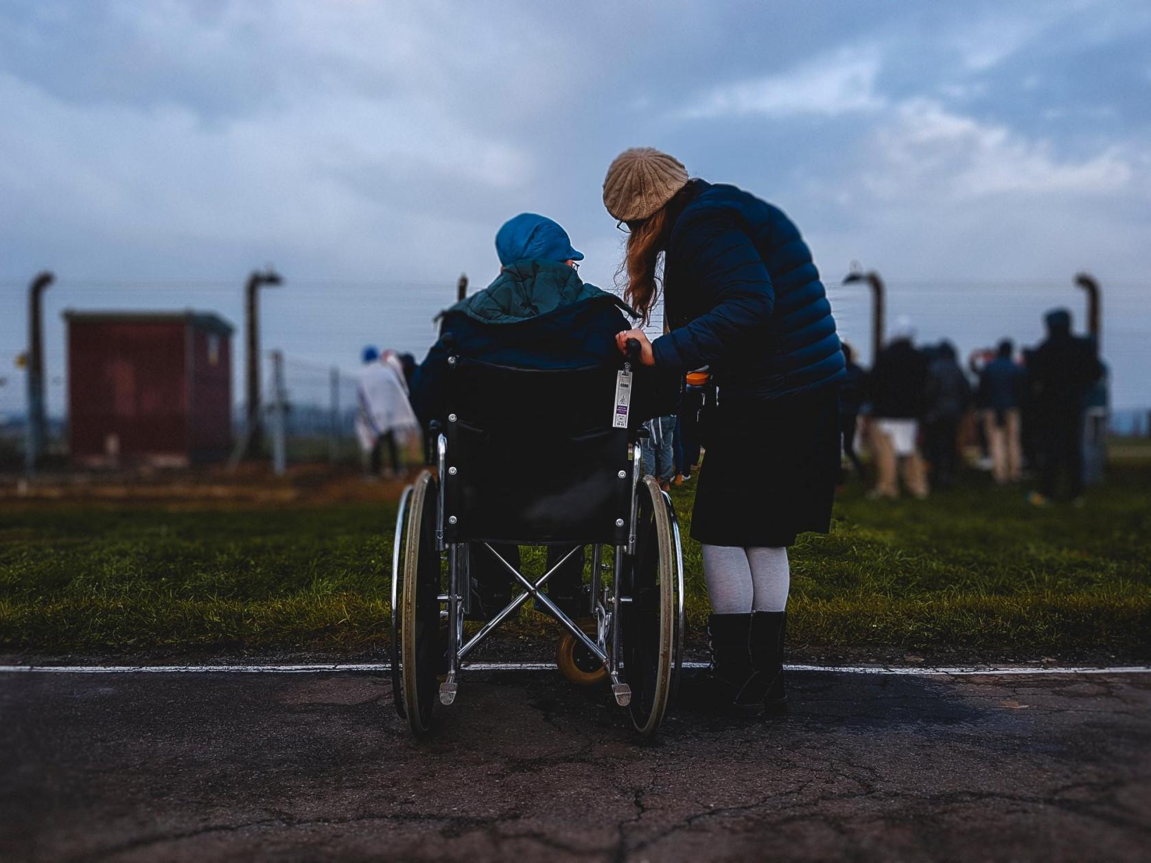 Lady with wheelchair