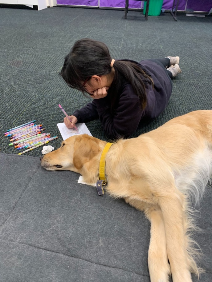 student with dog